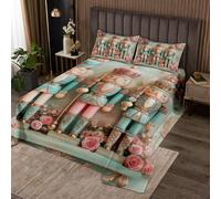 Homewish Couvre-Lit 260x240 Craquenoix de Noël, Dessus de Lit Gardien Royal de Dessins Animés, Couverture de Lit Prince de Fée Mignon Soldat, Jetés de Lit Fleurs Roses avec 2 Taies d'oreiller 51x75cm