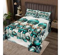 Homewish Couvre-Lit 260x240 Craquenoix de Noël, Dessus de Lit Gardien Royal de Dessins Animés, Couverture de Lit Soldat Mignon, Jetés de Lit Ornaments de Noël avec 2 Taies d'oreiller 51x75cm
