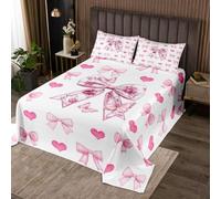 Homewish Couvre-Lit 260x240 Nœud Rose Dessus de Lit Papillon Floral Boho Couverture de Lit Cœur d'amour Saint-Valentin Jetés de Lit Nœud Style Princesse RêveurDécor de Chambre Esthétique Kawaii