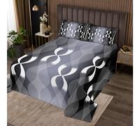 Homewish Couvre-Lit 260x240 Ombre Gris et Blanc,Dessus de Lit Art Abstrait de Rayures Décoratives,Couverture de Lit Ligne de Gradient Géométrique Esthétique Moderne avec 2 Taies d'oreiller 51x75cm