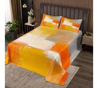 Homewish Couvre-Lit 260x240 Orange Tie Dye, Dessus de Lit Ombre Contemporaine, Couverture de Lit Moderne Dégradée, Jetés de Lit Abstraite en Peinture À l'huile, 3 Pièces