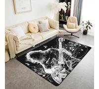 Homewish Décoration de Guitare Tapis D'Appoint 100x150,Hip Hop Rock Tapis Salon Musical Notes Tapis Intérieur et Extérieur pour Boys Enfants Teen Musicien de Rock Décoration Tapis Sol Bedroom Decor