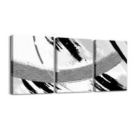 Homewish Décoration Murale Noir Gris, Peinture À L'Huile À Coups de Pinceau, Peinture Murale Encadrée, Decoration Maison Abstraite Dégradée, Décoration Murale Vintage, Peinture Murale Graffiti