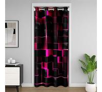 Homewish Diorama Néon Géométrique Rideau Invisible,Rose Noir Néon Lumineux Rideau de Porte Géométrique Carré Rideau de Porte Géométrique Abstraite Moderne Rideau de Porte,150x203