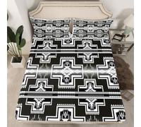 Homewish Drap Housse 135x200 Enfant Boho Occidental,Drap-Housse Aztèque du Sud-Ouest,Drap de Lit Diamant Géométrique Bohémien,Housse de Matelas Enfants Garçons Filles Ferme Pays 2 Taies d'oreiller