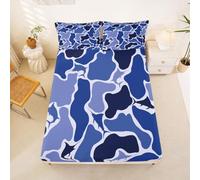 Homewish Drap Housse 135x200 Enfant Camouflage Espadon Drap-Housse Imprimé Animal Océanique Drap de Lit Camouflage Militaire Bleu Housse de Matelas Vie Marine Militaire avec 2 Taies d'oreiller 51x75cm