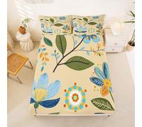 Homewish Drap Housse 135x200 Enfant Floral Drap-Housse Géométrique Drap de Lit Style Fleur Dessin Animé Housse de Matelas Fleur Exotique Noire avec 2 Taies d'oreiller 51x75cm