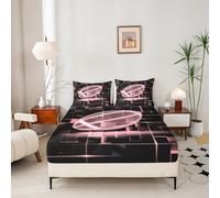 Homewish Drap Housse 135x200 Enfant Football, Drap-Housse Sports de Rugby, Drap de Lit Ombre Géométrique, Housse de Matelas Neon Cubes Glowing Buffalo avec 2 Taies d'oreiller 51x75cm