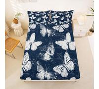 Homewish Drap Housse 135x200 Enfant Papillon Drap-Housse Gothique Drap de Lit Style Grunge Vintage Housse de Matelas Animal Esthétique Galaxie avec 2 Taies d'oreiller 51x75cm
