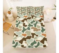 Homewish Drap Housse 160 x 200 2 Personnes Vert Camo | Drap de Lit Bonnet 30 cm Armée Camouflage Housse de Matelas Neutre Ferme Auberge Cabane -