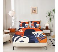 Homewish Drap Housse 90x190 Enfant Mid Century Abstract,Drap-Housse Boho Moderne,Drap de Lit Floral Botanique Bohémien Enfants Adultes Géométrique Esthétique avec 1 Taie d'oreiller 51x75cm