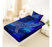 Homewish Drap Housse 90x190 Enfant Requin Baleine Drap-Housse Amateur de Requin dégradé Aquarelle Drap de Lit Animaux Marins océan Galaxie Housse de Matelas Vie Marine Ciel étoilé