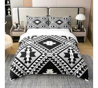 Homewish Ensemble de Lit Bohème Coton,Western Bohème Aztèque Doux Chaud Parure de Lit 240 x 260,Vintage Ethnique Tribal Géométrique Flèche Ensemble de Literie Douce,Vintage Exotique Housse de Couette