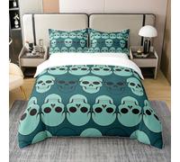 Homewish Halloween Coton Housse de Couette Gothic Skull Housse de Confort,Enfants S'Écraser sans Sucre Thème Literie Set Garçon Fille Sucre Skull Couvre Lit,220x240