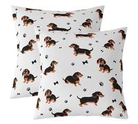 Homewish Housse Coussin Teckel Enfants Adolescents Adultes Housse de Coussin Lot de 2 50x50 Mignon Petit Chien Taie Oreiller Dessin Animé Chien de Compagnie Taie d'oreiller Graffiti Os de Chien
