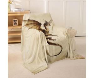 Homewish Housse de Canapé 180 x 300 cm Vintage Dragon | Plaid Canapé de Protection Dragon Occidental Couvre Canapé 1/2/3/4 Places Géométrique Magique Cercle Impression Salon Déco