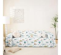 Homewish Housse de Canapé Avion Mignon Protège Canapé Avion de Dessin Animé Volant pour Chein, Salon Hélicoptère Hélice Impression Lavable en Machine 231 x 340 cm Ballon À Air Chaud Motif Étoiles