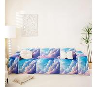 Homewish Housse de Canapé Ciel Bleu, Protège Canapé Impression Nuageuse Violette Blanche, pour Chein, Salon Conception de Paysages, Lavable en Machine 180 x 380 cm Design de Ciel Bleu Nuages Blancs