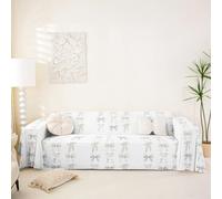 Homewish Housse de Canapé Coquette Beige Bow, Protège Canapé Ruban de Soie Mignon Bowknot, pour Chein, Salon Kawaii Polka Dots Bowtie, Lavable en Machine 180 x 380 cm Preppy Bows Nœud Papillon