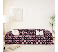 Homewish Housse de Canapé Coquette Bow, Protège Canapé Princesse de Rêve Bowknot, pour Chein, Salon Charmant Bow Cravat, Lavable en Machine 180 x 300 cm Cœurs À Échecs Bowknot