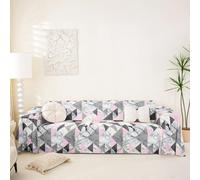 Homewish Housse de Canapé Géométrique Protège Canapé Triangle Abstrait pour Chein, Salon Texture de Marbre Lavable en Machine 231 x 381 cm Minimaliste