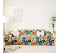 Homewish Housse de Canapé Papillon, Protège Canapé Tribale Aztèque Bohème, pour Chein, Salon Art de Fleur Papillon, Lavable en Machine 180 x 300 cm Canapés Géométrique Ethnique Rustique,Bleu Jaune