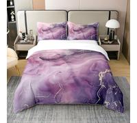 Homewish Housse de Couette 100% Coton Bio, Marbre Texture, Noir, 140x200, 2 Pièces, Ensemble de Literie, Parure de Lit, Art Abstrait, Doux