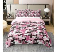 Homewish Housse de Couette 140x200 Coton Camo Rose,Parure de Lit Enfant Cerf Rose Brun Vintage,Sets de Housses de Couettes Chasse de L'Armée,Couvre Lit Animaux Sauvages Rustiques