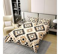 Homewish Housse de Couette 140x200 Enfant Coton Rustique Occidentale,Parure de Lit Boho Sud-Ouest Aztèque,Couvre Lit Géométrique Bohémienne Tribale Vintage Adults Exotique Ethnique Tribale Flèche