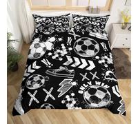 Homewish Housse de Couette 140x200 Enfant Football 2 Pièces, Parure de Lit Ado Garcon À Thème Sportif, Sets de Housses de Couettes Jeux de Ballon de Football, Couvre Lit Nid d'abeille Vintage