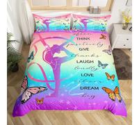 Homewish Housse de Couette 140x200 pour Enfants Adolescents Gymnastique,Ensemble de Literie Gymnastique, Parure de Lit Hippie Galaxy Literie Imprimée Étoiles Gymnastique Amoureux Cadeaux 2 Pièces