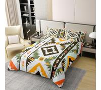 Homewish Housse de Couette 200x200 Enfant Coton Aztèques Occidentaux,Parure de Lit Boho Géométrique,Sets de Housses de Couettes Flèche Tribale Ethnique Rétro Garçons Filles Triangle Diamant Sud-Ouest