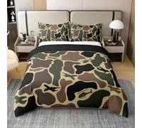 Homewish Housse de Couette 200x200 Enfant Coton Camouflage,Parure de Lit Camo Avion,Sets de Housses de Couettes Adultes Adolescents Femmes Jet de Chasse de Guerre Militaire,Couvre Lit Armée Vert Brun