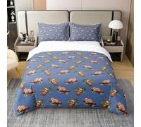 Homewish Housse de Couette 200x200 Enfant Coton Paresseux, Parure de Lit Faune Sauvage, Sets de Housses de Couettes Feuilles et Paresseux Bruns, Couvre Lit Animaux Sauvages de Dessins Animés