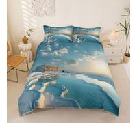 Homewish Housse de Couette 200x200 Enfant Paysage Parure de Lit Enfant Sources Chaudes Sets de Housses de Couettes Paysage Nuage Coucher de Soleil Couvre Lit Voyage Époustouflant