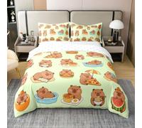 Homewish Housse de Couette 220x240 Enfant Coton Amant de Capybara,Parure de Lit Motif de Grotte Mignon,Sets de Housses de Couettes Lovely Funny Pet,Couvre Lit Motifs de Dessins Animés Mignons