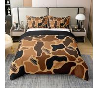 Homewish Housse de Couette 220x240 Enfant Coton Camo Réservoir,Parure de Lit Camouflage,Sets de Housses de Couettes Adultes Adolescents Femmes Armée Jaune Brun,Couvre Lit Guerre Militaire
