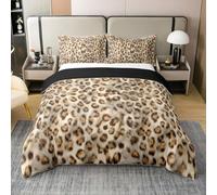 Homewish Housse de Couette 220x240 Enfant Coton Impression de Léopard,Parure de Lit Gépard,Sets de Housses de Couettes Peau d'animal Sauvage Or Jaune Marron,Couvre Lit Adultes Femmes Hommes