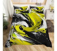 Homewish Housse de Couette 220x240 Enfant Jaune Watercolor,Parure de Lit Modern Abstract,Sets de Housses de Couettes Vintage Geometric Wave,Couvre Lit Enfants Garçons Filles Adultes Graffiti Aesthetic