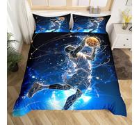 Homewish Housse de Couette 220x240 Garcon Basketball, Parure de Lit Enfant 2 Personnes Thème Sportif, Sets de Housses de Couettes Imprimé Joueur de Basket-Ball, Couvre Lit Jeux de Basketball