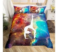 Homewish Housse de Couette 220x240 Gymnastique pour Filles, Parure de Lit Galaxie Ciel Étoilé, Ensemble de Literie Amoureux des Gymnastes, Couvre-Lit Tie Dye Coloré, pour Chambre d'enfant