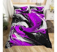 Homewish Housse de Couette 220x240 Résumé,Parure de Lit Enfant Violet,Sets de Housses de Couettes Tie Dye À L'Encre de Chine,Couvre Lit Garçons Filles Adultes Graffiti Coloré À L'Encre de Chine