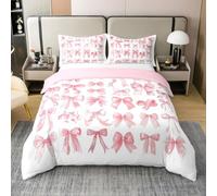 Homewish Housse de Couette 240 x 260 Coton Adolescent Fille Bow,Parure de Lit Enfant Mignon Rose Bow,Sets de Housses de Couettes Trendy Modern Fashion Bowknot,Couvre Lit Dreamy Préppy Princess Bowtie