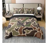 Homewish Housse de Couette 240 x 260 Coton Camo Canard,Parure de Lit Enfant Camouflage,Sets de Housses de Couettes Adultes Femmes Hunter Personnalisé Initial Z,Couvre Lit Lettre Armée Verte Militaire