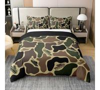 Homewish Housse de Couette 240 x 260 Coton Camouflage,Parure de Lit Enfant Camo Réservoir,Sets de Housses de Couettes Adultes Adolescents Femmes Guerre Militaire,Couvre Lit Armée Vert Brun