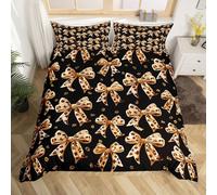 Homewish Housse de Couette 240 x 260 Enfant Bowtie,Parure de Lit Impression Léopard,Sets de Housses de Couettes Filles Femmes Gépard Animal Sauvage Peau Motif Arc Coquette Mode Princesse Bowknot
