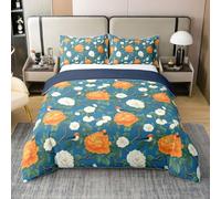 Homewish Housse de Couette 240 x 260 Enfant Coton Floraisons de Fleurs Mignonnes Parure de Lit Floral Coloré Sets de Housses de Couettes Floral Rose Vintage Couvre Lit Oiseaux Faune Botanique