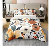 Homewish Housse de Couette 240 x 260 Enfant Coton Vintage Boho Floral, Parure de Lit Abstract Géométrique Botanique, Sets de Housses de Couettes Fleur Colorée Rétro, Couvre Lit Ferme Rustique Chic