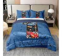 Homewish Housse de Couette 240 x 260 Enfant Coton Voiture de Course,Parure de Lit Jeu de Sport,Sets de Housses de Couettes Cool Véhicule de Voiture de Course,Couvre Lit Numéro D'Aquarelle 1