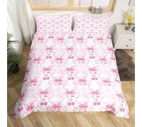 Homewish Housse de Couette Arc Rose,Parure de Lit 220x240 Enfant Coquette Mignonne de Fille,Literie Arc de Cerise de Filles,Couvre Lit Adolescent Enfant Moderne Retro Jolie Buffalo Plaid Femmes